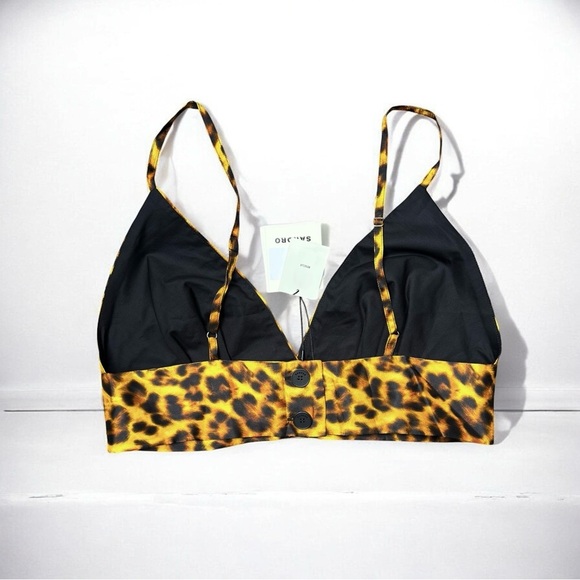 🌻NEW w/tags Sandro Cannes Leopard Cropped Bralette Top | FR Size 4 / US Size 10 - Picture 10 of 15